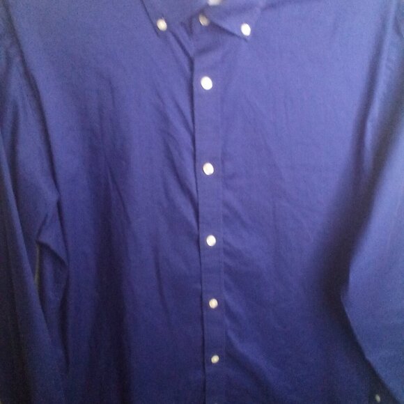 Izod Advantage Performance Mens M Button Up Shirt Long Sleeve Slim Fit Blue - Picture 6 of 14
